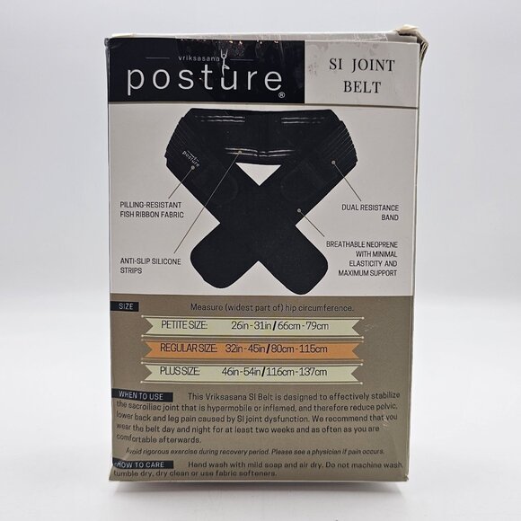 Vriksasana Posture Sacroiliac Hip SI Belt for Women Regular Size Black OPEN BOX - Picture 4 of 9